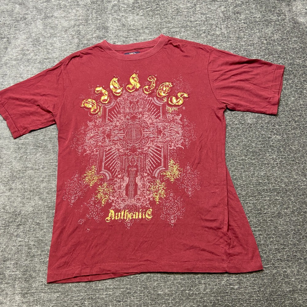Dickies Authentic T Shirt Mens Large Burgundy Cotton Non Stretch Graphic Print