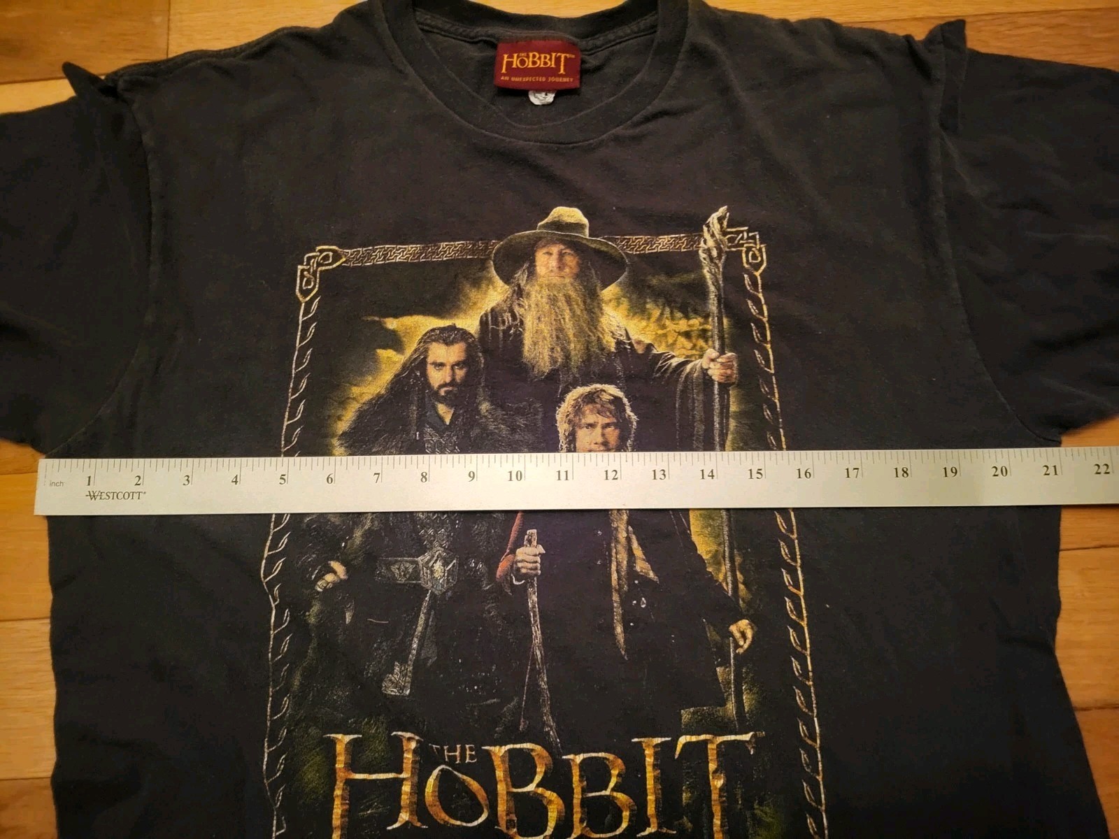 The Hobbit Shirt Mens Black Movie Promo Unexpected Journey Bilbo Gandalf SZ L 🔥 gallery