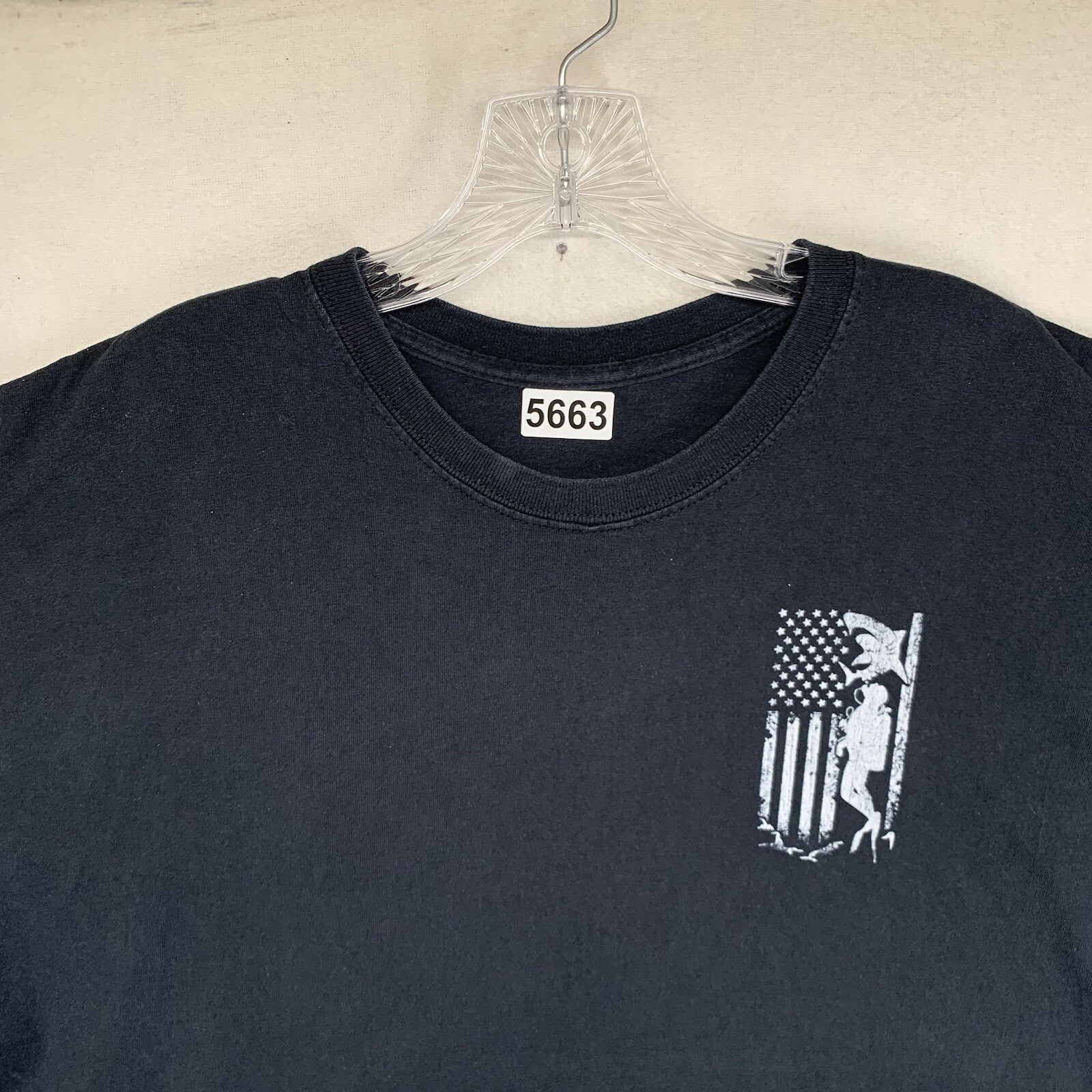 Men’s Scuba Diver T Shirt Black XL Shark American Flag Graphic gallery