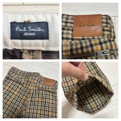 Paul Smith 90s Mixed Check Zipper Wool Pants S Beige Khaki Japan
