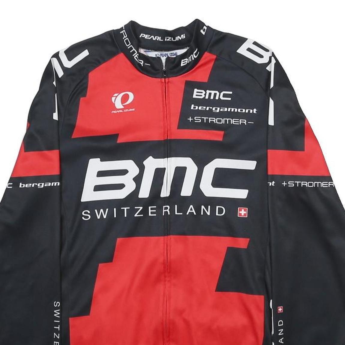 PEARL IZUMI Mens Black & Red BMC Switzerland Cycling Jersey L Long Sleeve Crew gallery