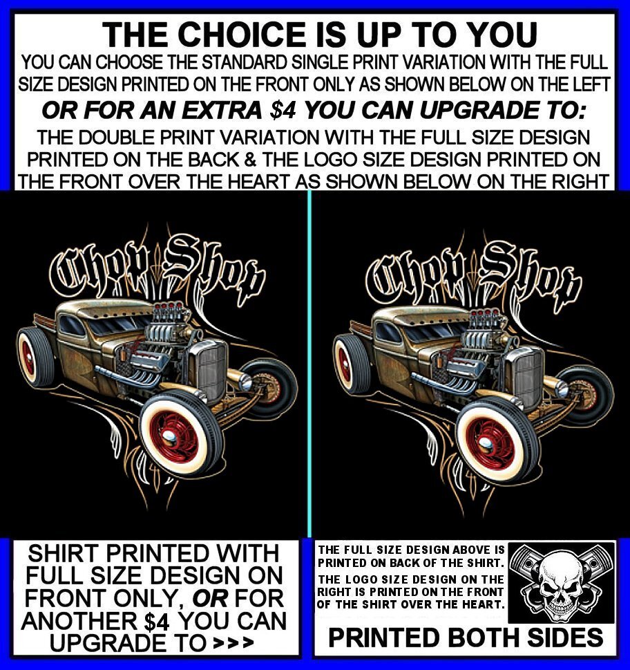 Old School Chop Shop Hot Rat Rod Truck Outlaw Hemi Blower Skull T-shirt AB73 gallery