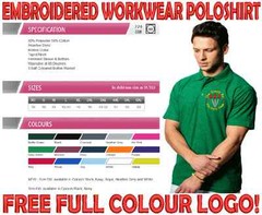 Heavyweight Embroidered Workwear Polo shirt. FREE CUSTOM DESIGN OF YOUR CHOICE!