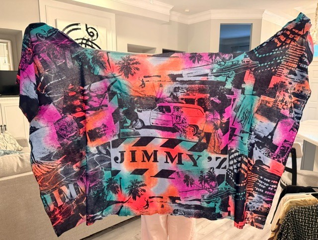 VINTAGE JIMMY"Z LARGE PIECE OF RAYON/POLYESTER FABRIC FOR STYLE ACCENT/THROW gallery