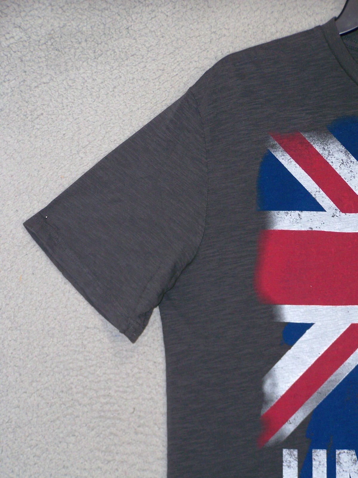 UK Union Jack Shirt Adult Medium Gray Graphic British Flag United Kingdom Mens gallery