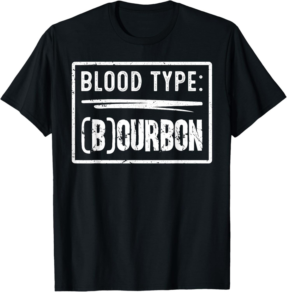 My Blood Type is Bourbon Retro Funny Drinking Humor T-Shirt