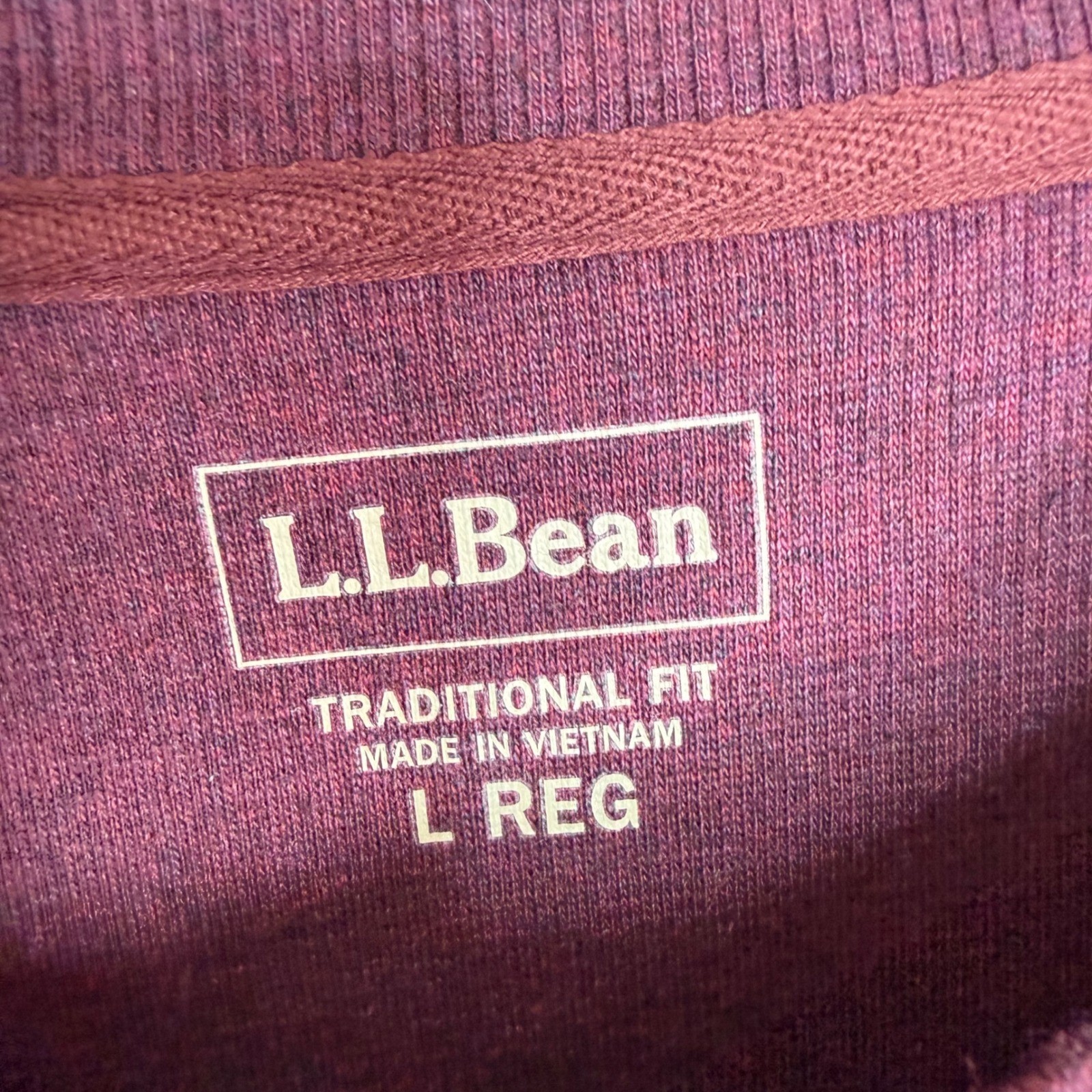 LL Bean Henley Mens L Burgundy Waffle Knit Long Sleeve Cotton Shirt 502224 gallery