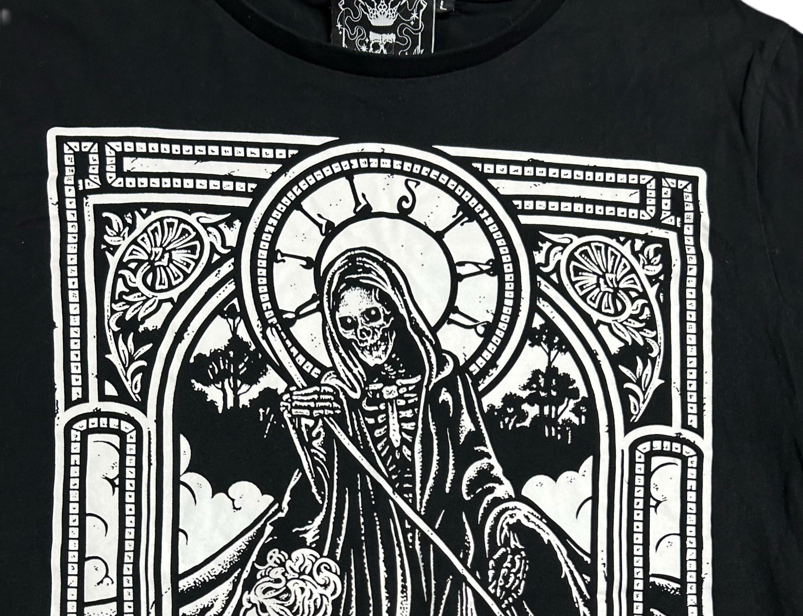 Killstar Grim Reaper Tarot Card Black Short Sleeve Shirt Unisex Adult Large gallery