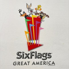 Vintage 1999 Tee Jays Softee T-Shirt Mens XL White Six Flags Great America Rare