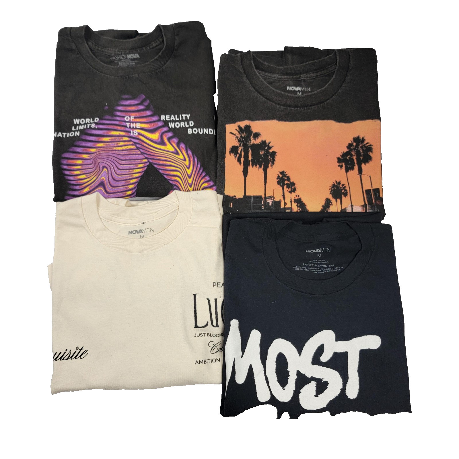 4 Pack FashionNova Streetwear Tshirts Sz Medium (1037)