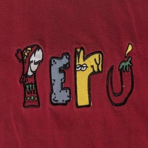 Vintage 90s RUFYAR'S Peru Embroidered Parrot Llama Pepper Spellout Red Size Med gallery