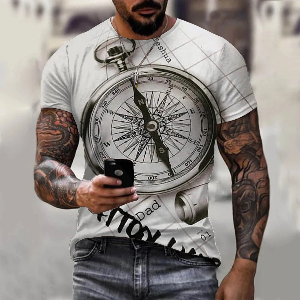 Men's T-shirt Summer Short Sleeve O-neck 3D Anchors Print Top Tee Shirt gallery