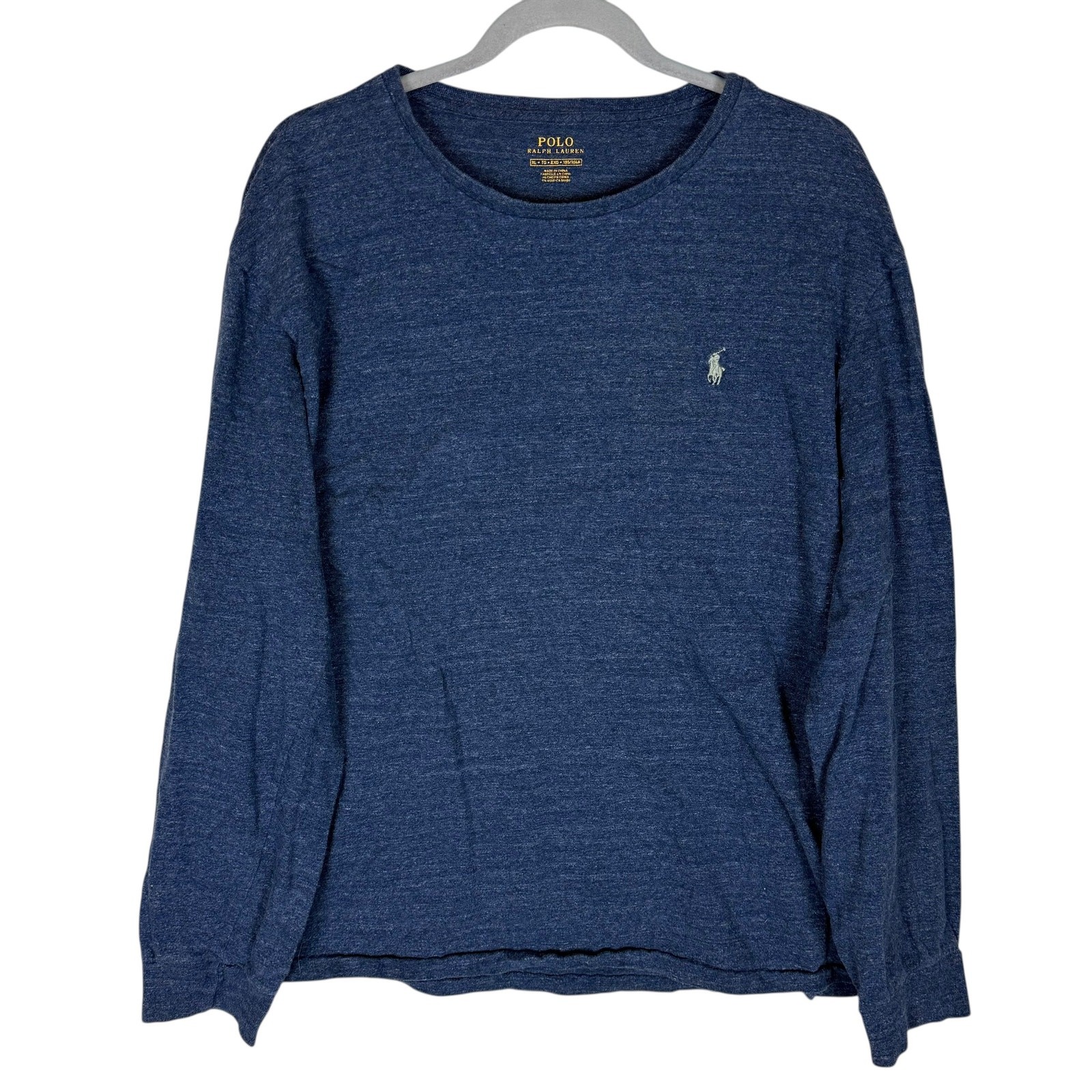 Polo Ralph Lauren Shirt Mens XL Blue Pony Round Neck Long Sleeve Pullover Trendy