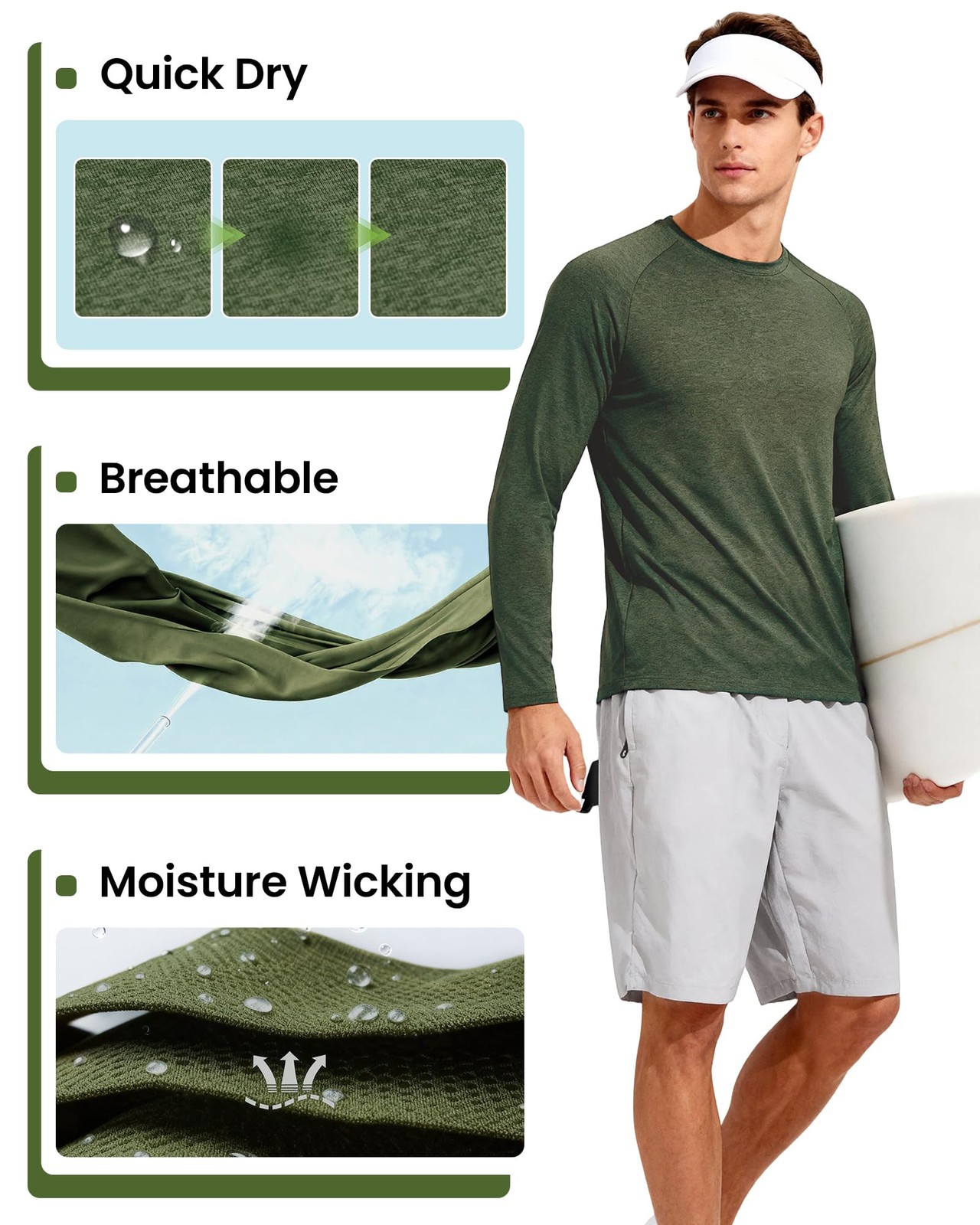 5 Pack Long Sleeve Shirts for Men - Quick Dry Moisture Wicking UPF 50+ Sun Pr... gallery