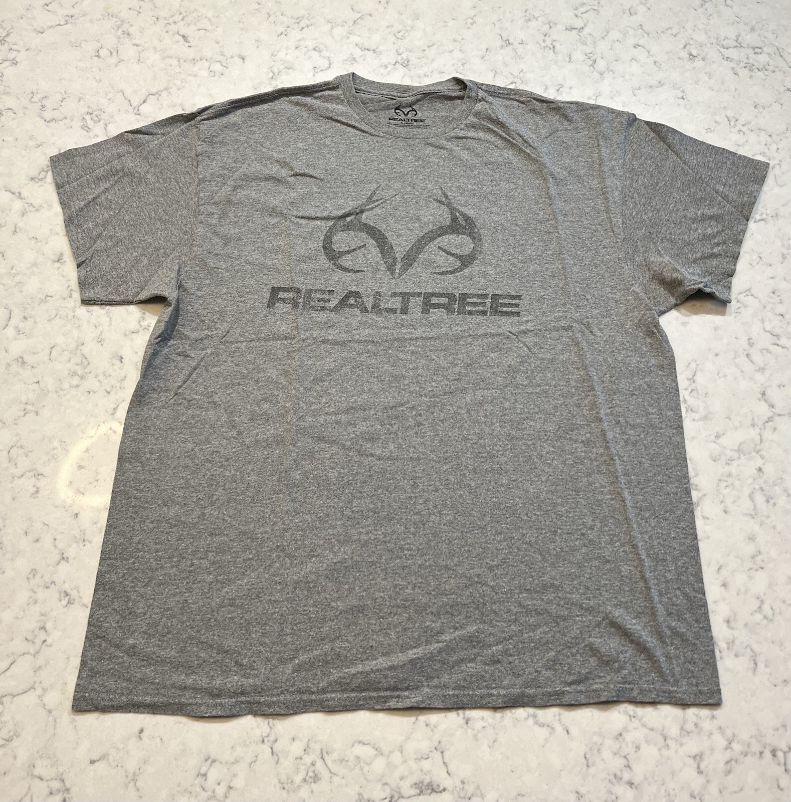 Realtree Gray Graphic T-Shirt Short Sleeve Outdoor Hunting Logo Tee XL