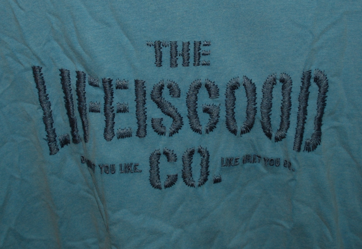 Medium NWT $40 Men's Life is Good Blue Topnotch SS Semi-fitted Tee LIG Stamp M gallery