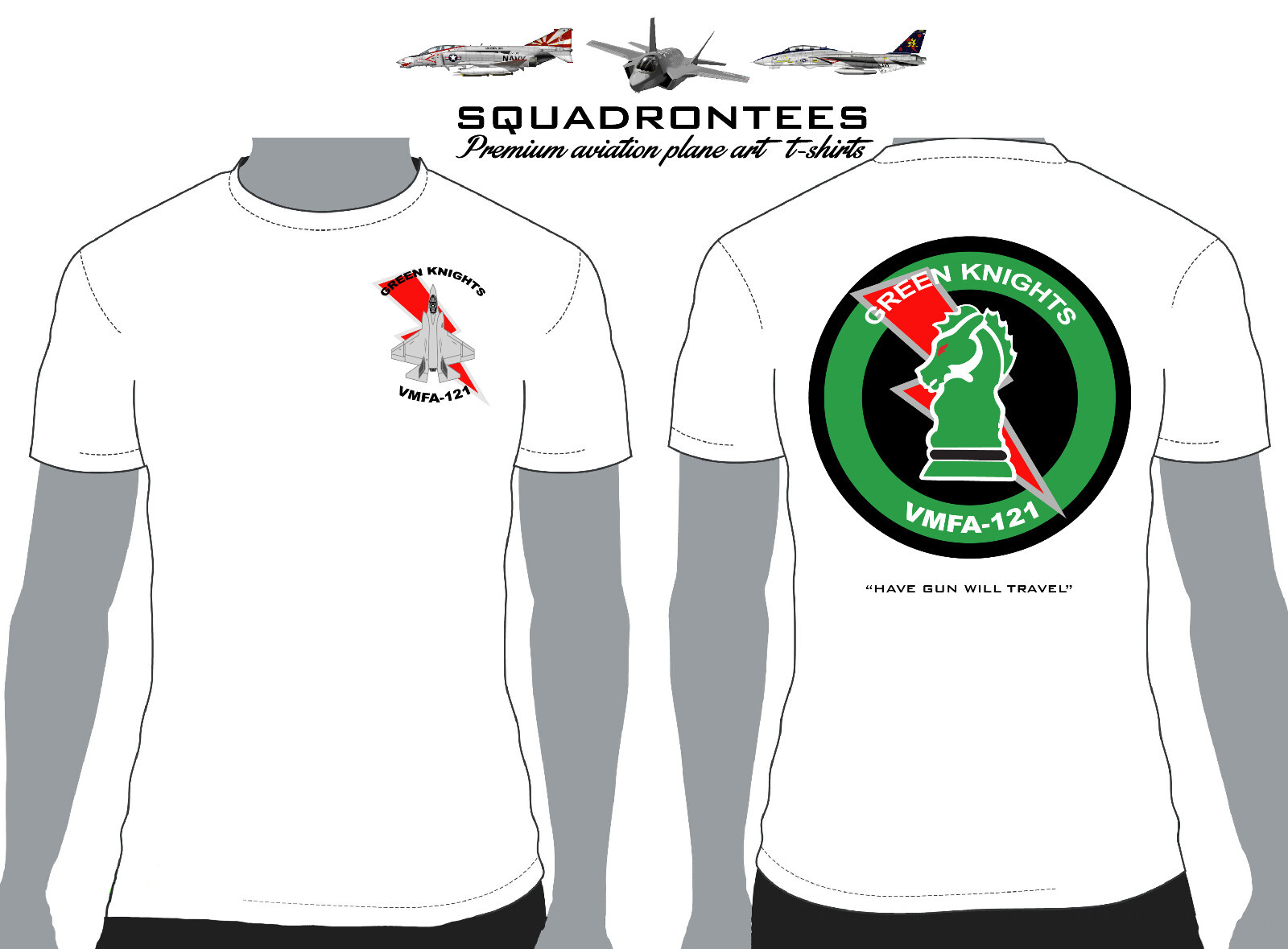 VMFA-121 Green Knights F-35 Squadron T-Shirt D4, USMC Licensed Product