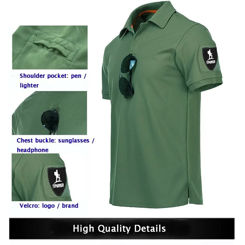 Mens Polo Shirts Short Sleeve Casual Quick Dry Team Tactical Combat Work Golf gallery