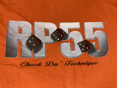 Vintage RP55 Check Da Technique Dice T-shirt Men XL Orange Long Sleeve USA 90s
