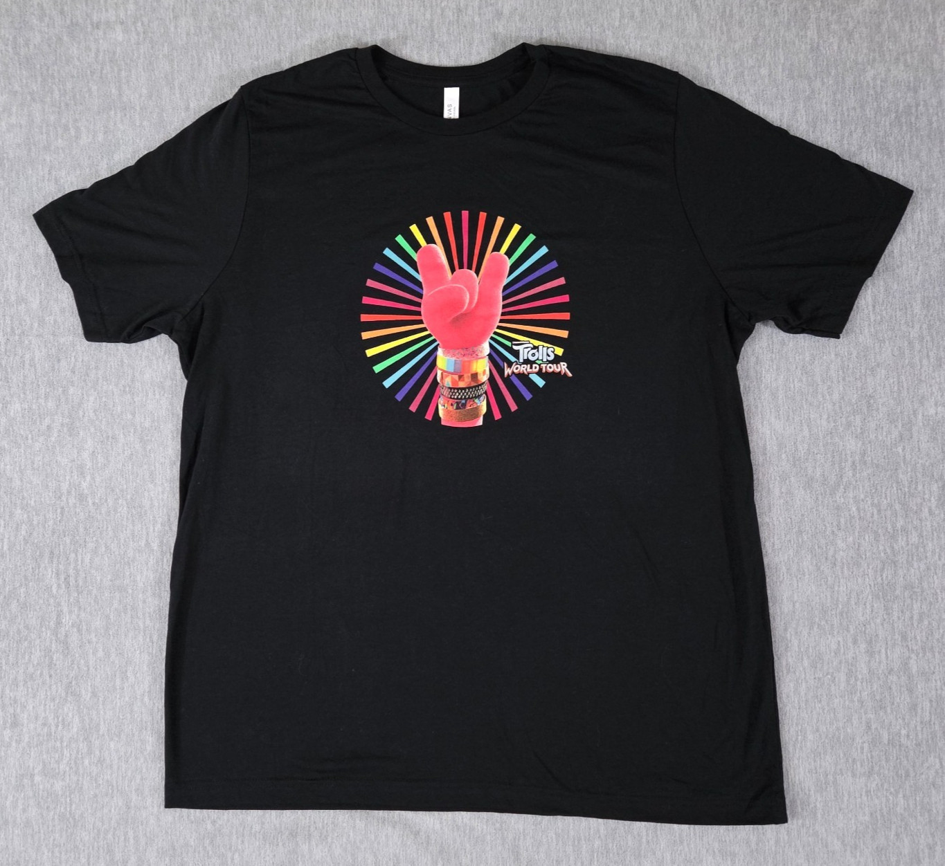 Trolls WORLD TOUR Movie Shirt Bella Canvas Adult 2XL Black