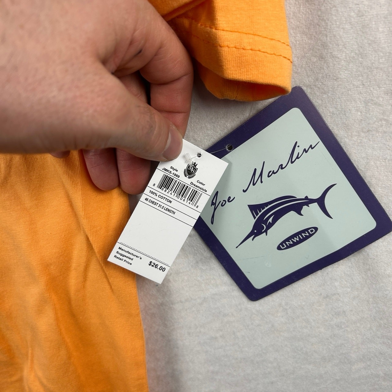 NWT Joe Marlin "Unwind" Performance Pocket T-Shirt - Dreamsicle Orange - Large gallery