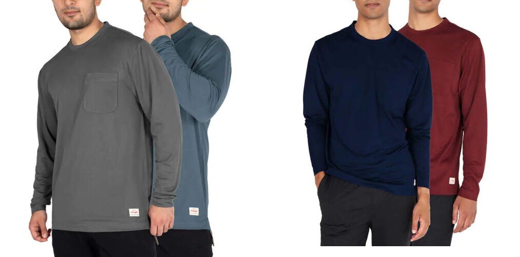 Wrangler Men’s Micro Pique Long Sleeve Tee, 1 or 2- Shirt gallery