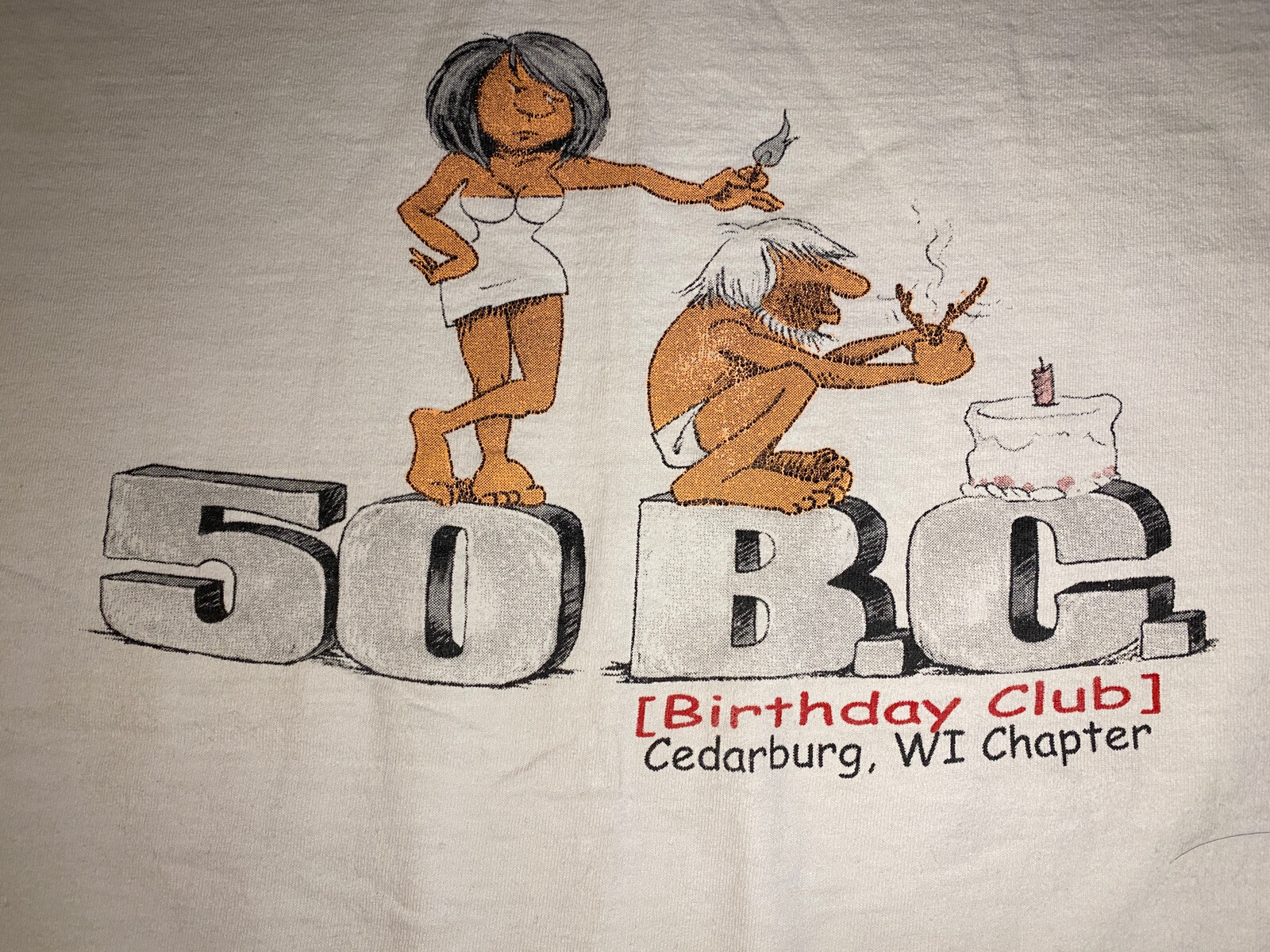 vintage 50th birthday humor cave Man novelty shirt large gallery