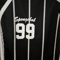 Nickelodeon SpongeBob Baseball Jersey Large Black Pinstripe