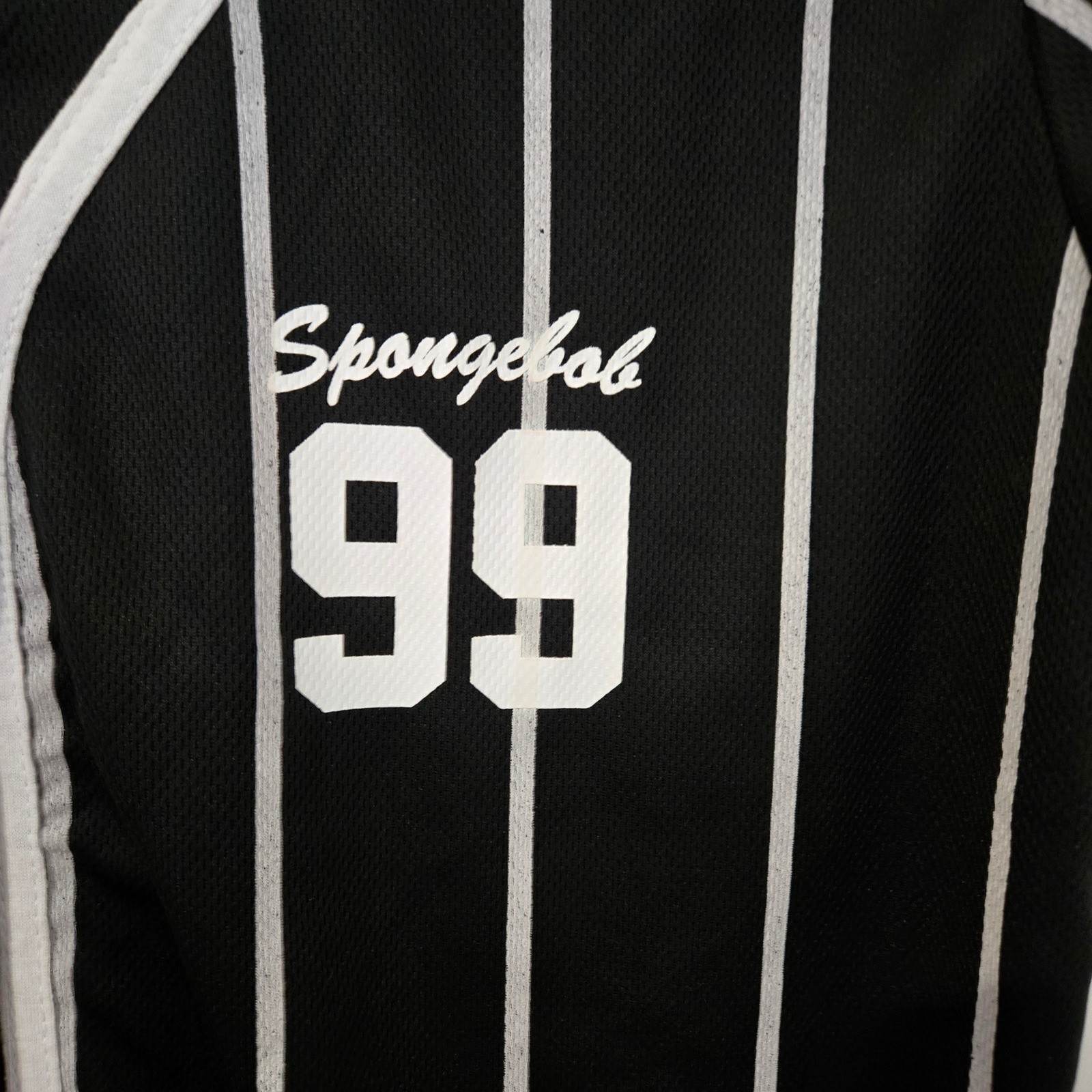 Nickelodeon SpongeBob Baseball Jersey Large Black Pinstripe gallery