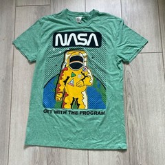 Threadfast Nasa Get with the Program Space T-Shirt Men’s Medium Green Astronaut