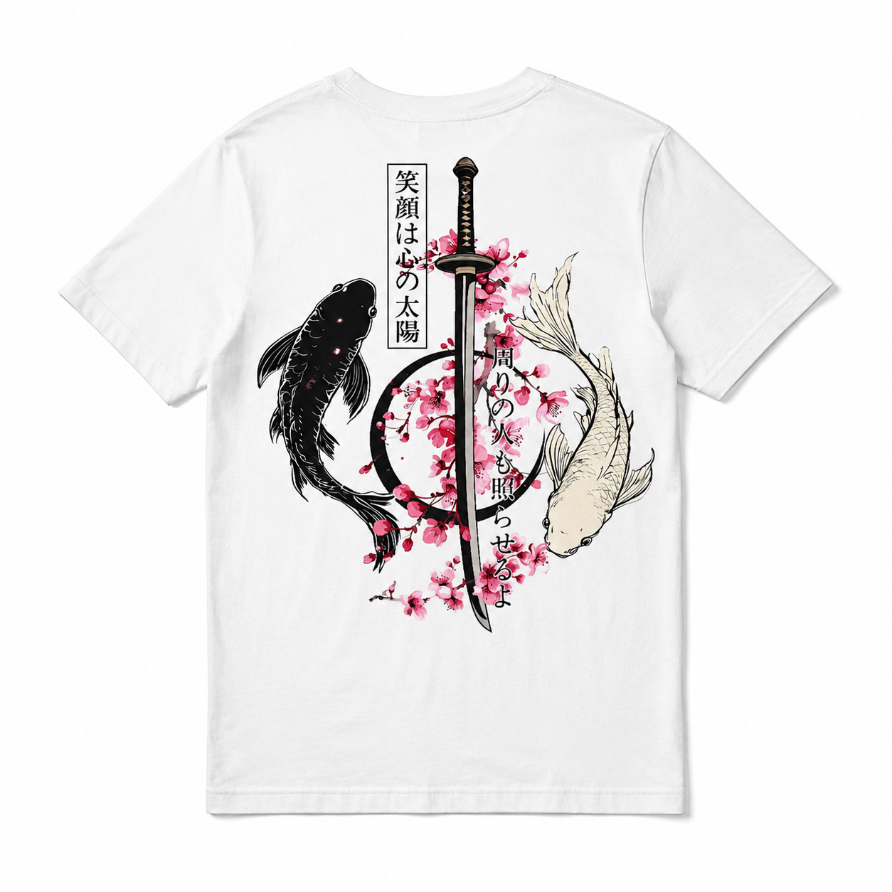 Japanese Koi Fish Samurai Sword T-Shirt Sakura Cherry Blossom Graphic Tee gallery
