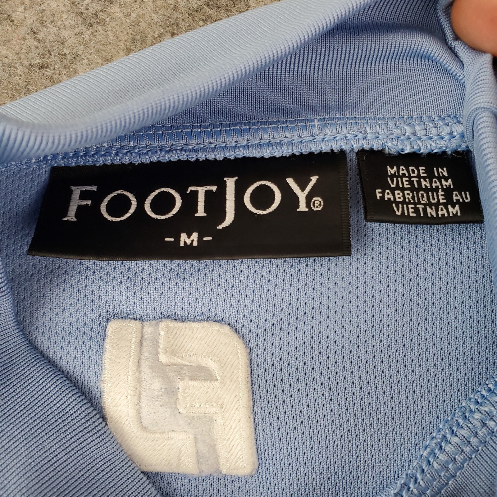 Foot Joy Shirt Mens Medium Blue High Neck Long Sleeve Logo Stretch Pullover gallery