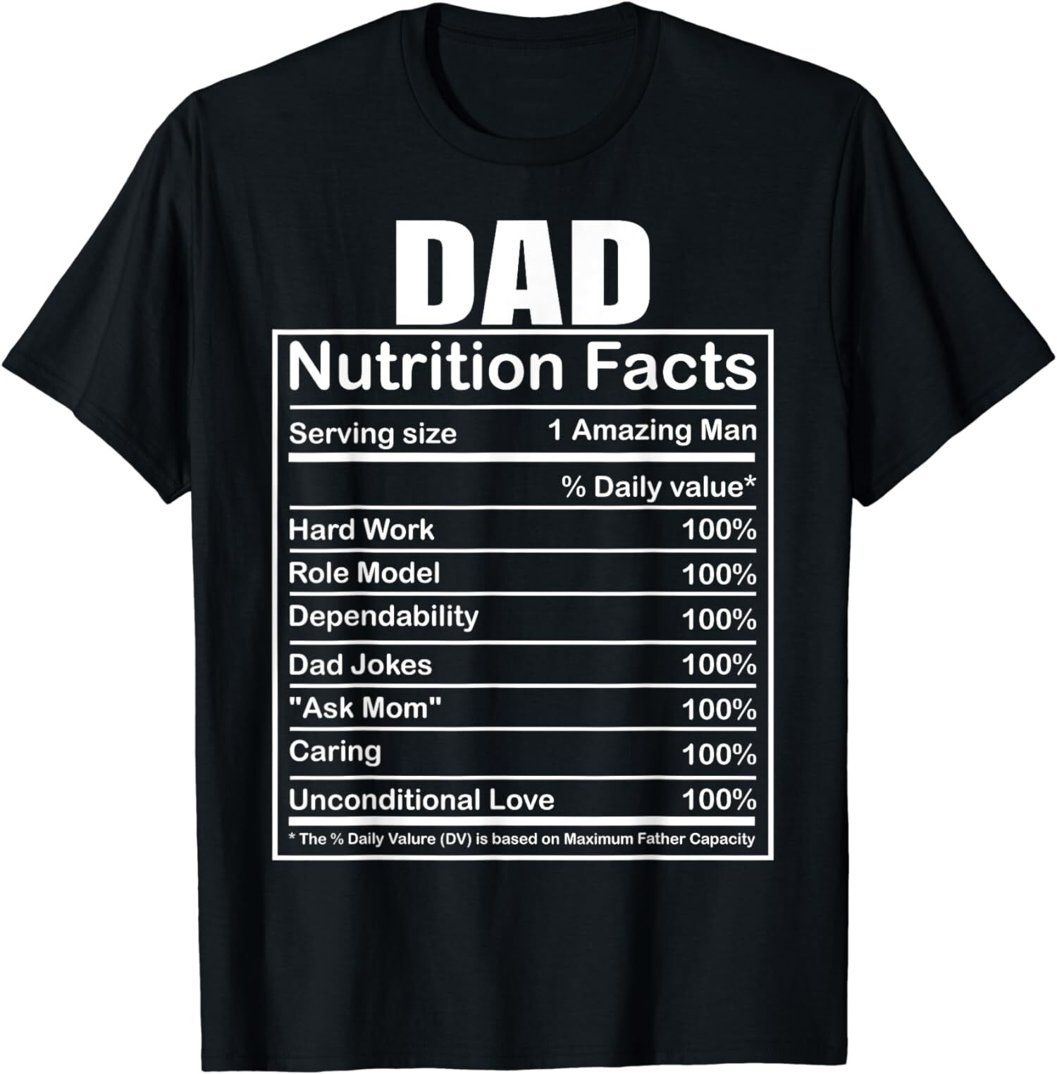 Dad Nutrition Facts Funny Humorous Dad Quote Unisex T-Shirt gallery