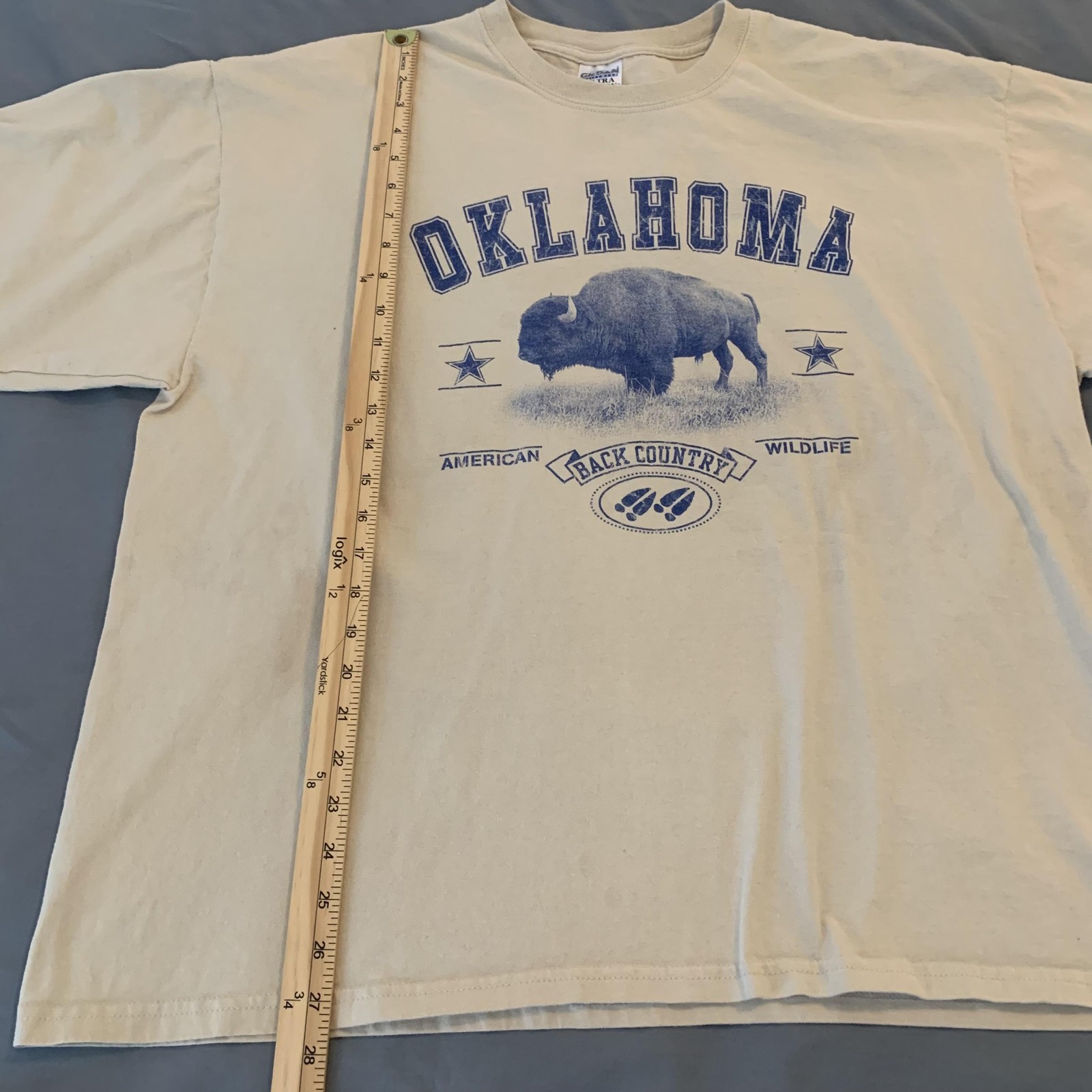 Oklahoma Wildlife Shirt Mens 2XL Tan Bison Buffalo Graphic Back Country Gildan gallery