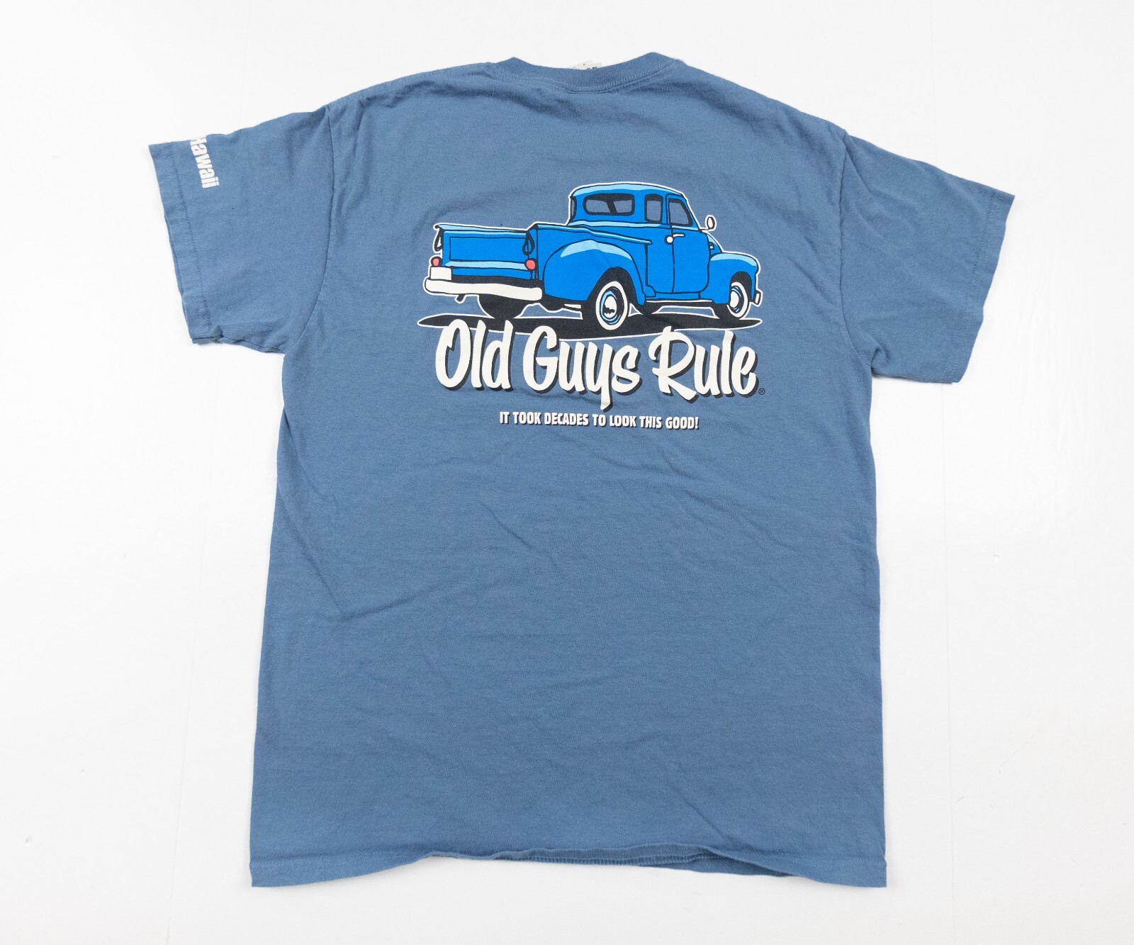 Old Guys Rule Shirt Men’s Medium Blue Short Sleeve Graphic Tee Classic Car Truck