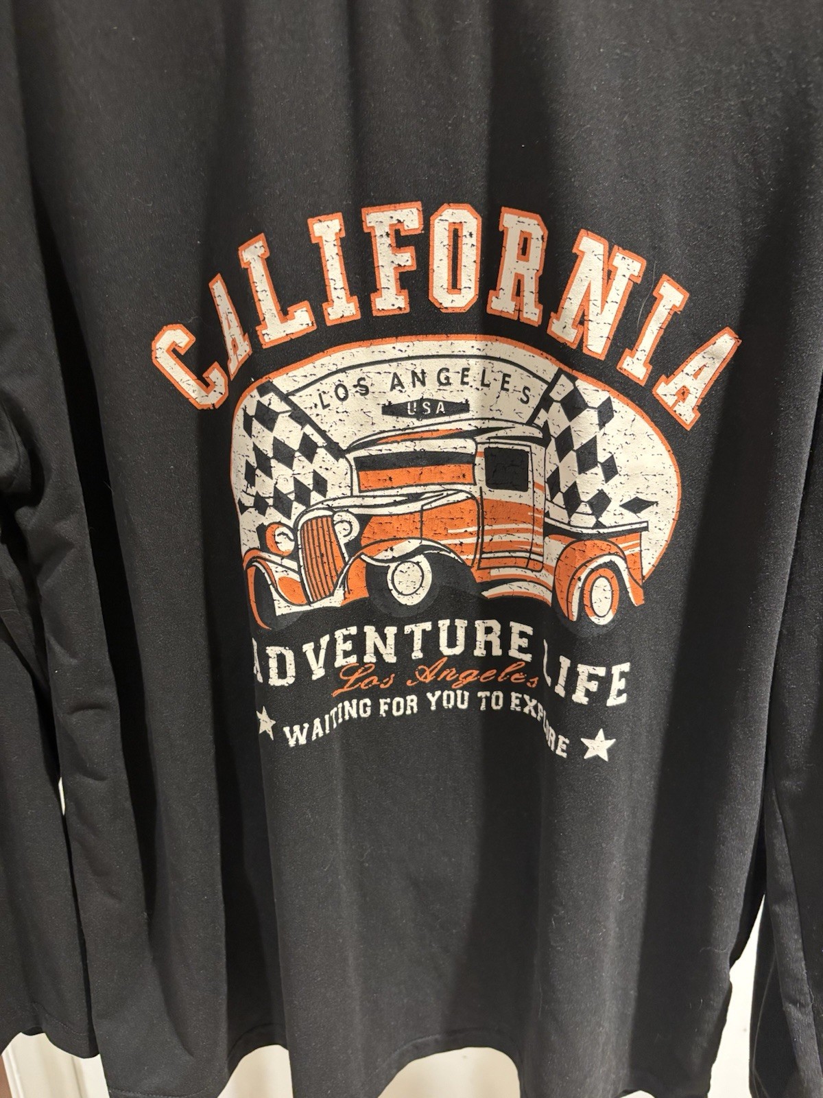 California Tourism T Shirt Size Medium. Black and Orange Long Sleeve Shirt.