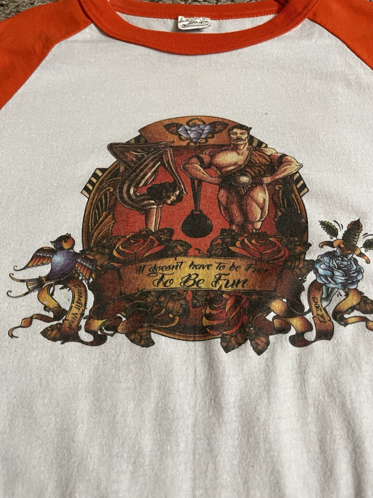 Crossfit Omaha Baseball 3/4 sleeve tshirt Orange white adult XL gallery