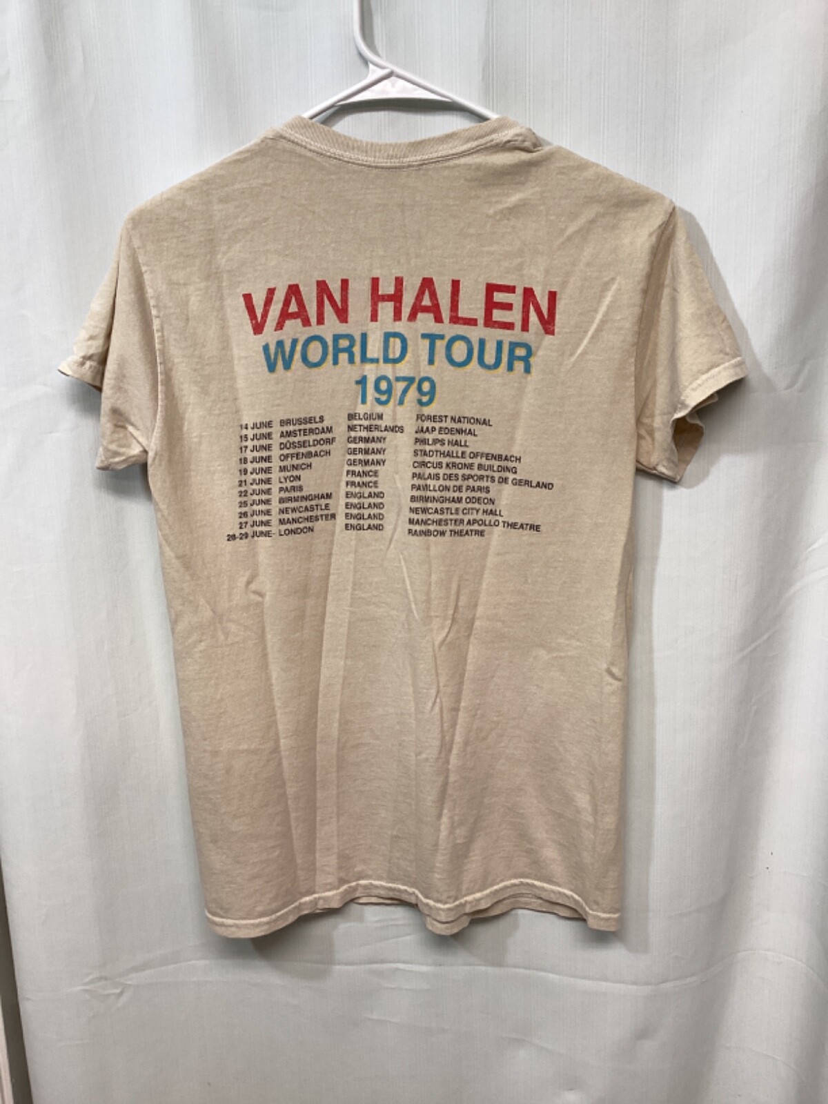 Van Halen World Tour 1979 Beige Small Cotton T Shirt T4 gallery