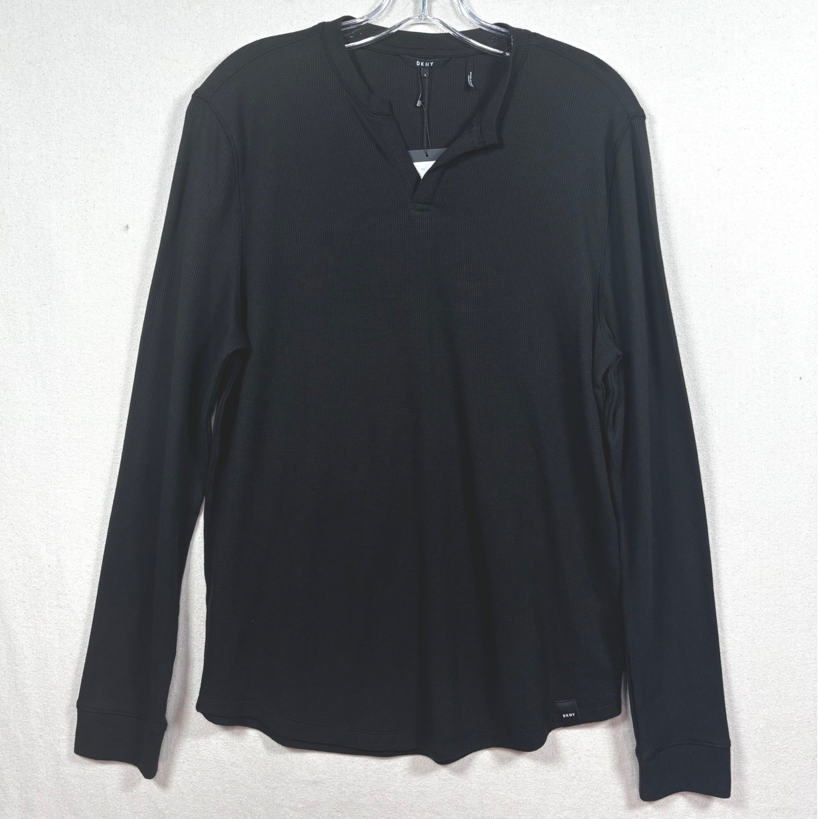 DKNY Men Black Long Sleeve Ribbed Soft Henley Shirt Size Small NWT MSRP $59.50 gallery