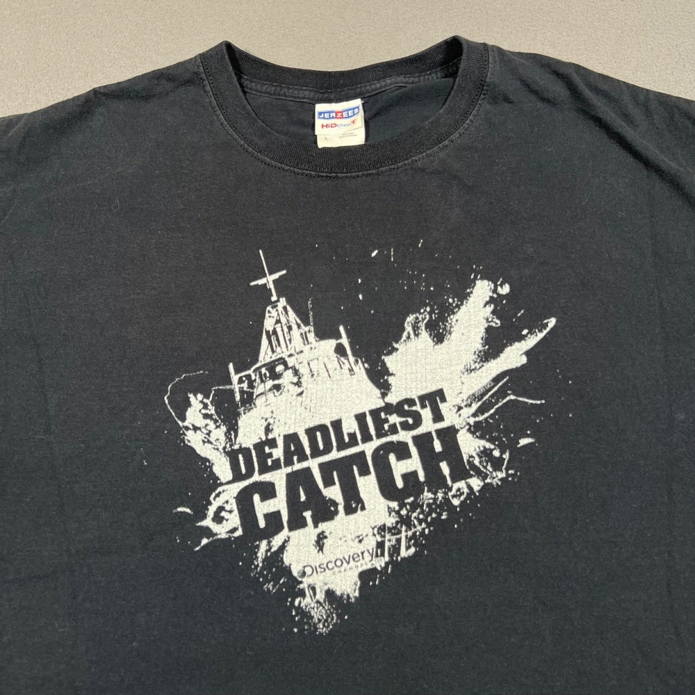 Deadliest Catch Discovery Channel T-Shirt Mens Size L Graphic Tee Jerzees