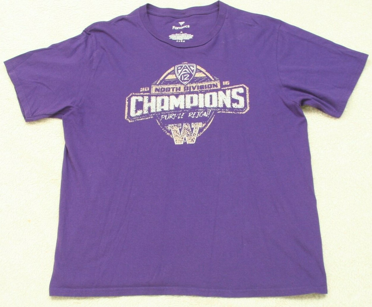 Fanatics UW Tee T-Shirt Top Short Sleeve Cotton XL Crewneck Pac 12 Purple 1165 gallery