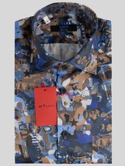 NEW KNT KITON MULTICOLOR SHIRT EU 56 – US 46 – 2XL US946