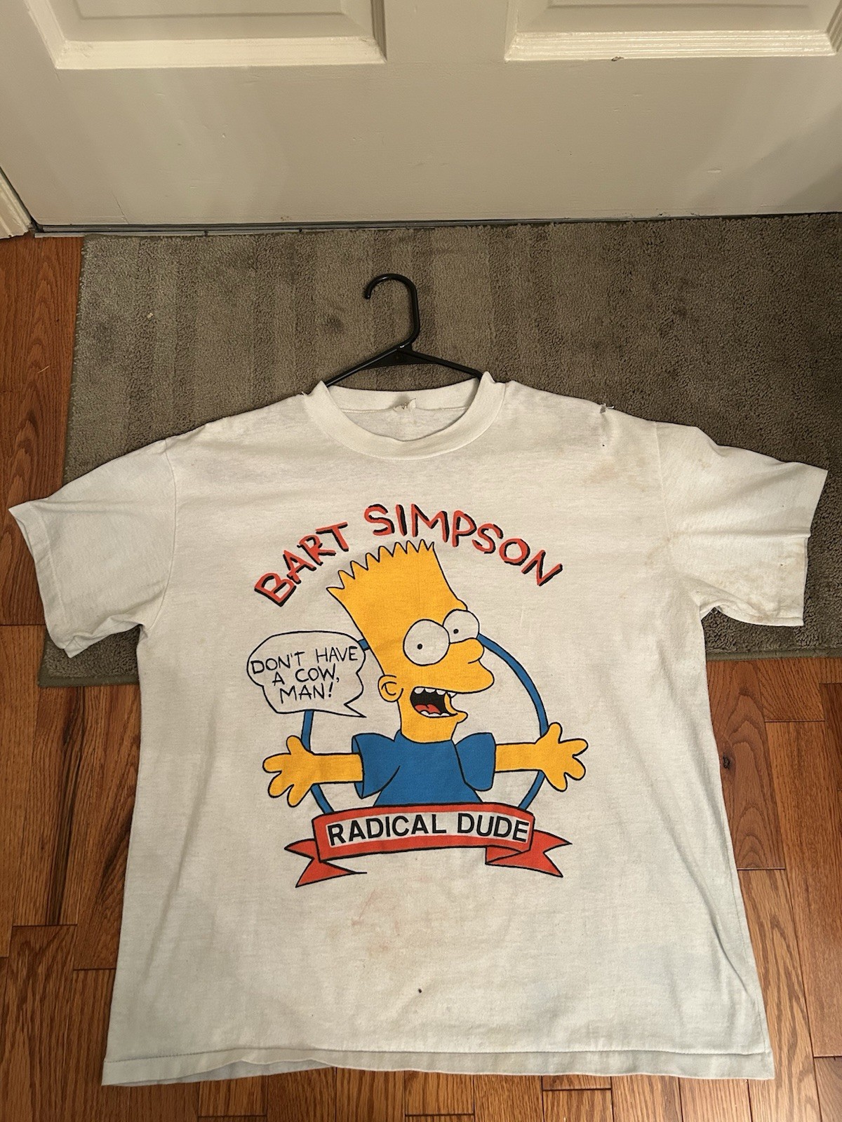 Bart Simpson 1989 T-Shirt Don’t Have A Cow Man Radical Dude Large USA See Pics