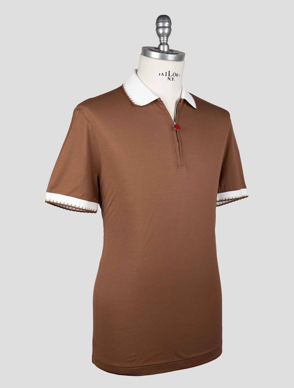 NEW KITON BROWN COTTON POLO KMZ29 EU 56 - US 46 - 2XL KMZ29 gallery
