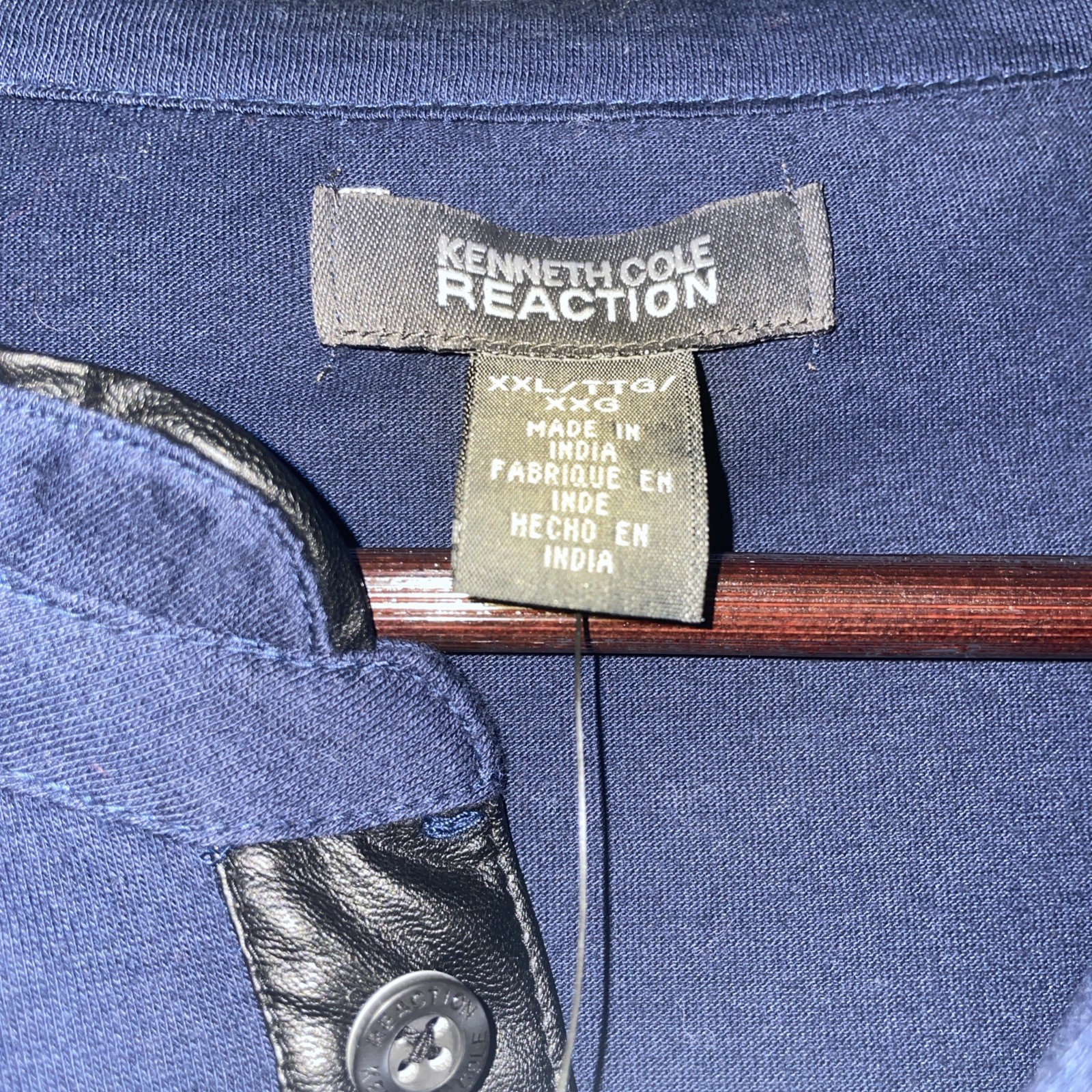Kenneth Cole Reaction Pleather Trim Elbow Patches Long Sleeve Shirt Blue XXL gallery