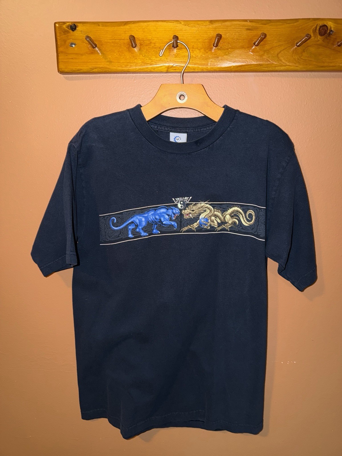Vintage Utility Yin Yang Dragon Tiger T-Shirt Medium Black Graphic Tee gallery
