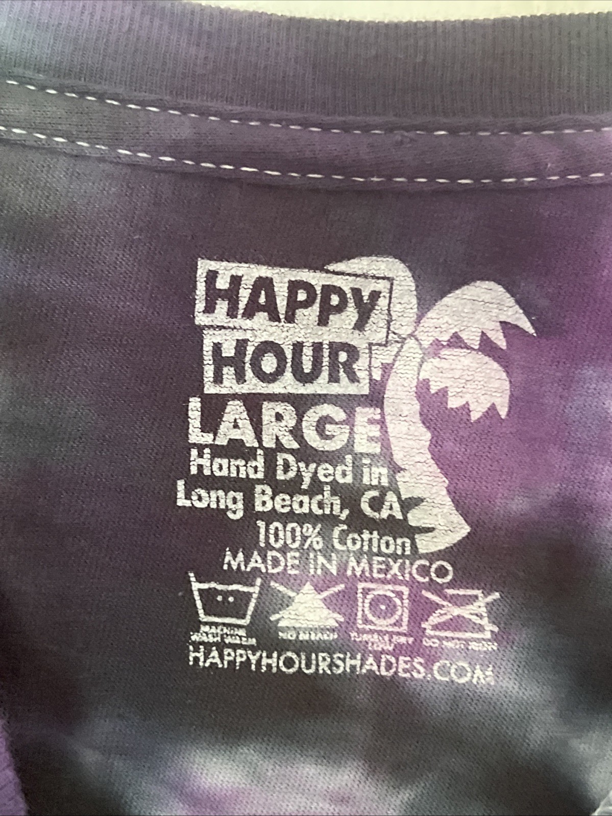 Happy Hour Hand Dyed In Long Beach Essential Purple Tie Dye T Shirt Mens Large gallery