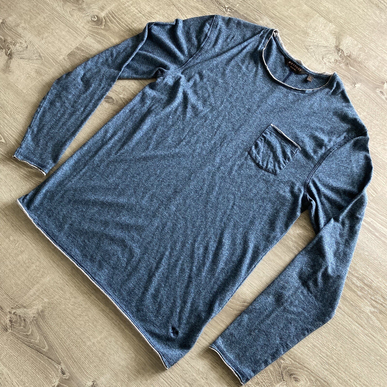 Outpost Makers Heathered Shirt Mens Large Long Sleeve Blue Preppy Buckle Pocket gallery