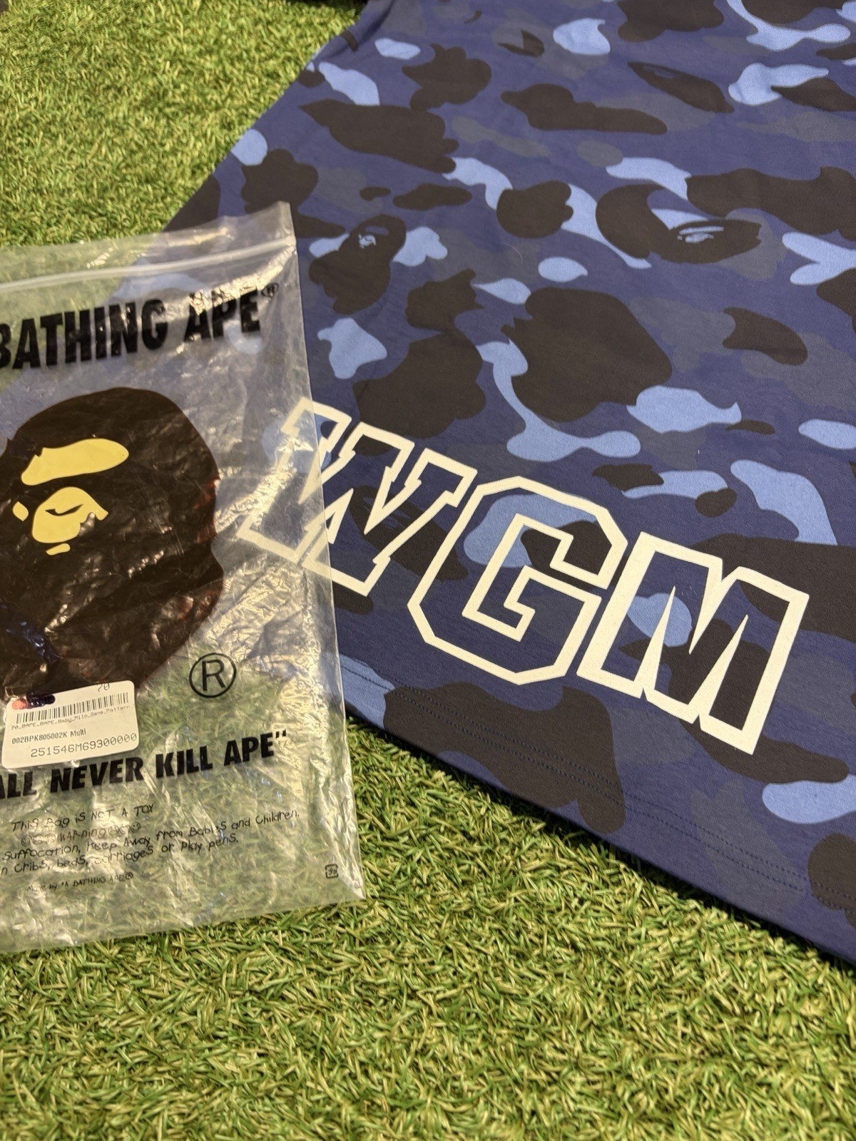 A Bathing Ape Blue Camo Shark Tee Size XL gallery
