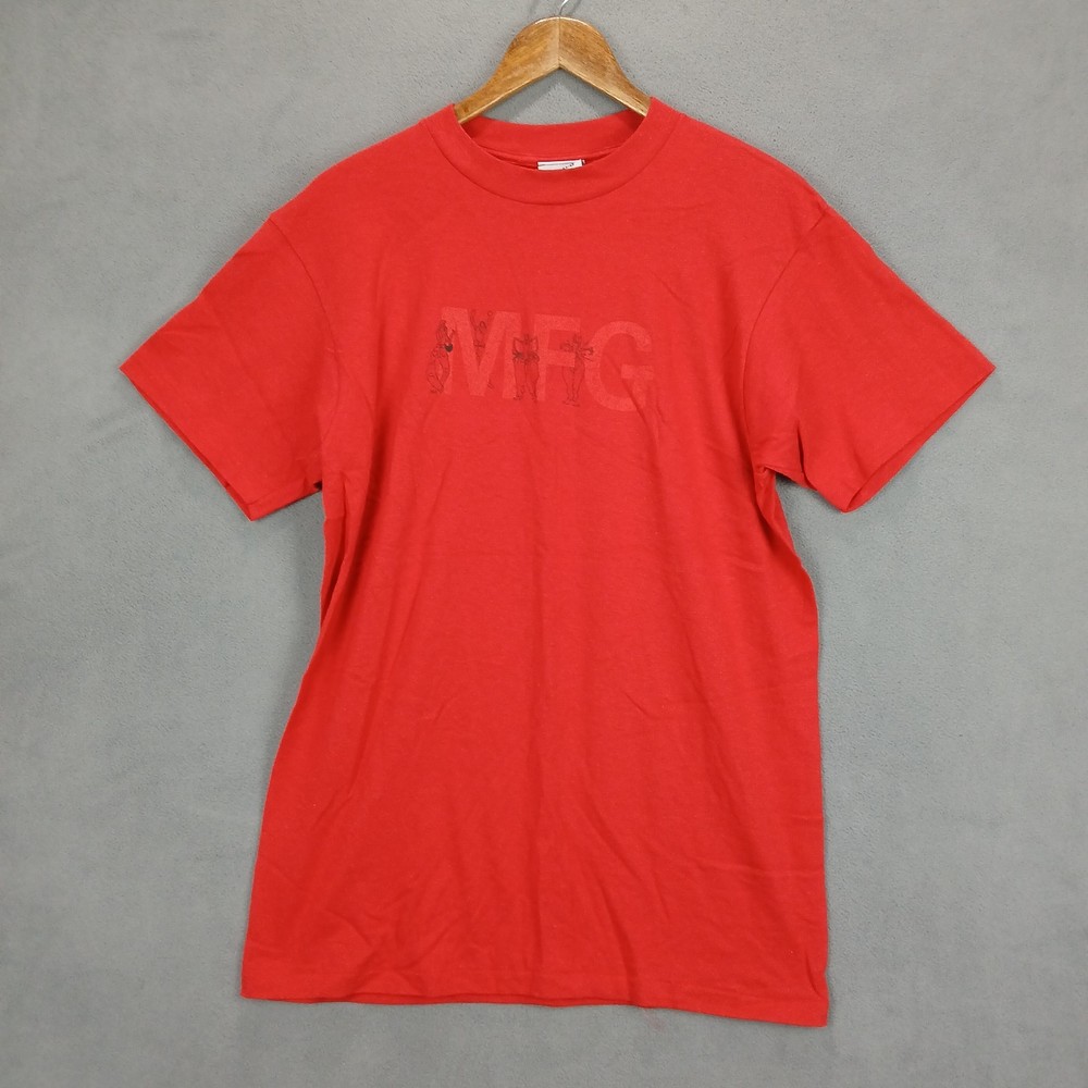 Vintage MFG Marithe Francois Girbaud T Shirt Men Medium Red Cotton Single Stitch